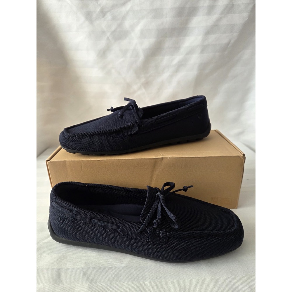 Vivaia Navy Knit Loafers Square Toe Driving Mocs Blue Bow Flats New US 9 EU 40 - Picture 12 of 15